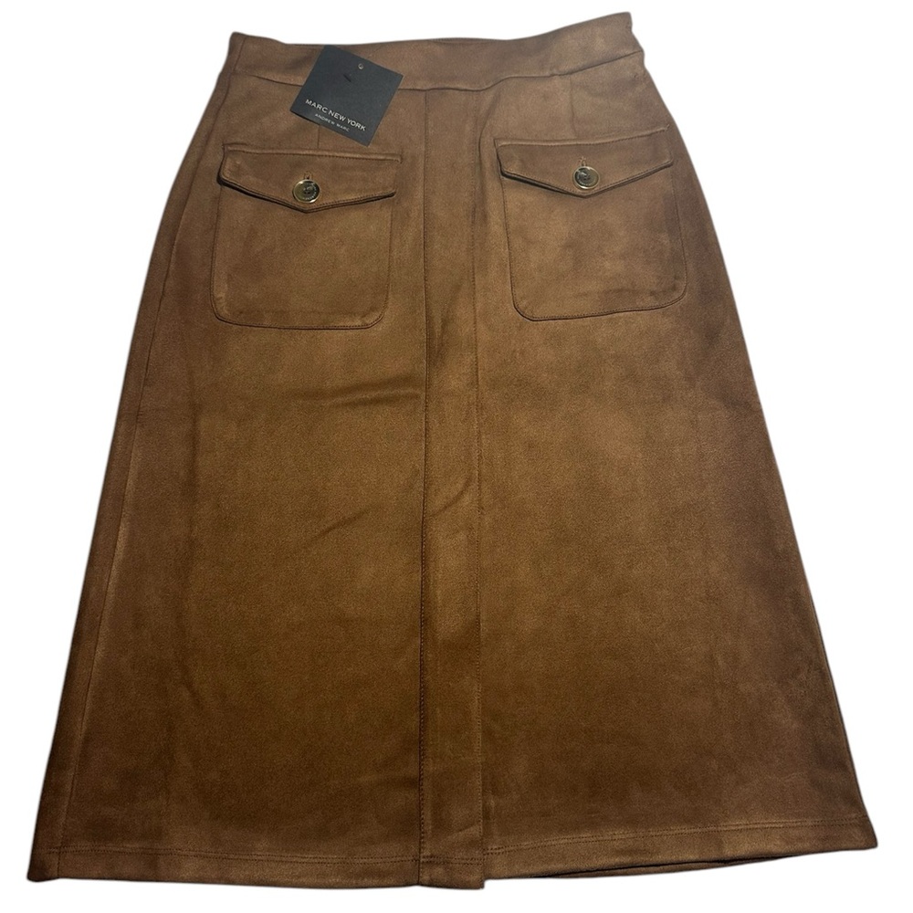 NWT Marc New York Andrew Marc XS Faux Suede Tobacco Brown Skirt